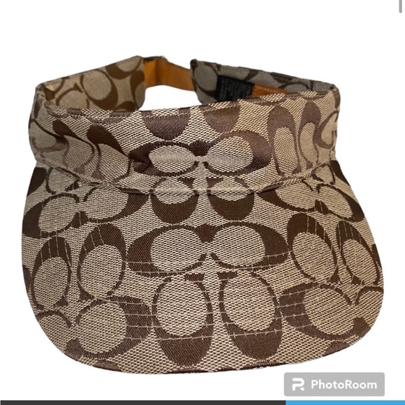 💎 COACH VINTAGE SIGNATURE LOGO VISOR IN BROWN - Picture 2 of 9